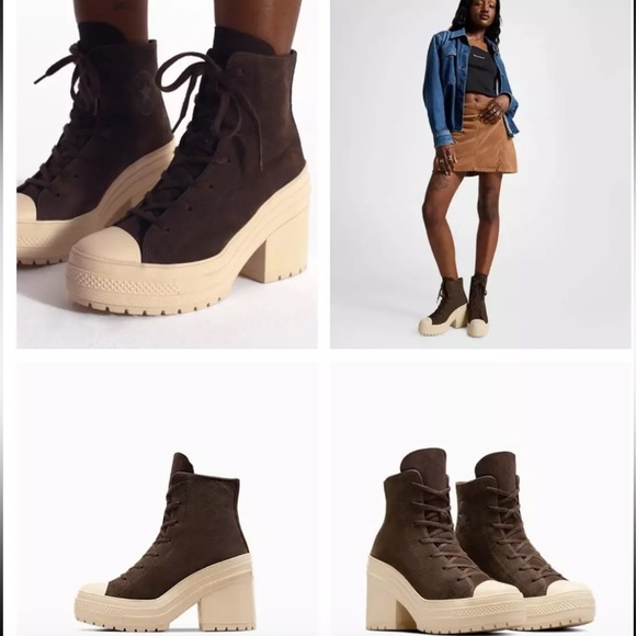 Chuck 70 De Luxe Chunky Heel Platform High Top Sneakers In Coffee Break NWOT 9.5 - Picture 5 of 16